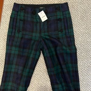NWT jcrew pants; tartan plaid; size 0
